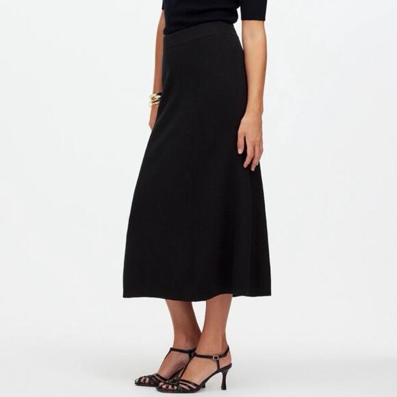 NWT Madewell Merino Wool Blend Pull-On Maxi Sweater Skirt True Black Size Small - Picture 1 of 11